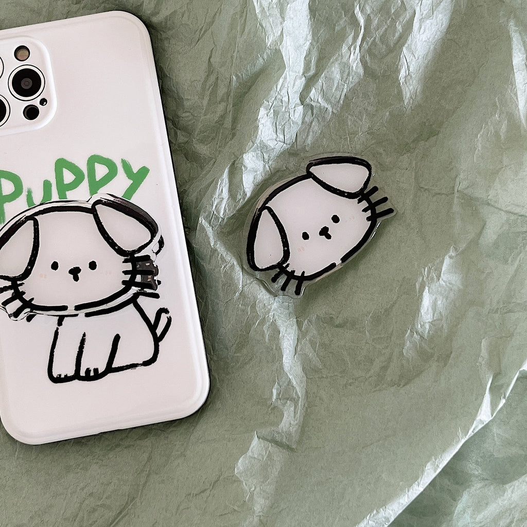 Funda de teléfono de cachorro con trazos simples anticaída