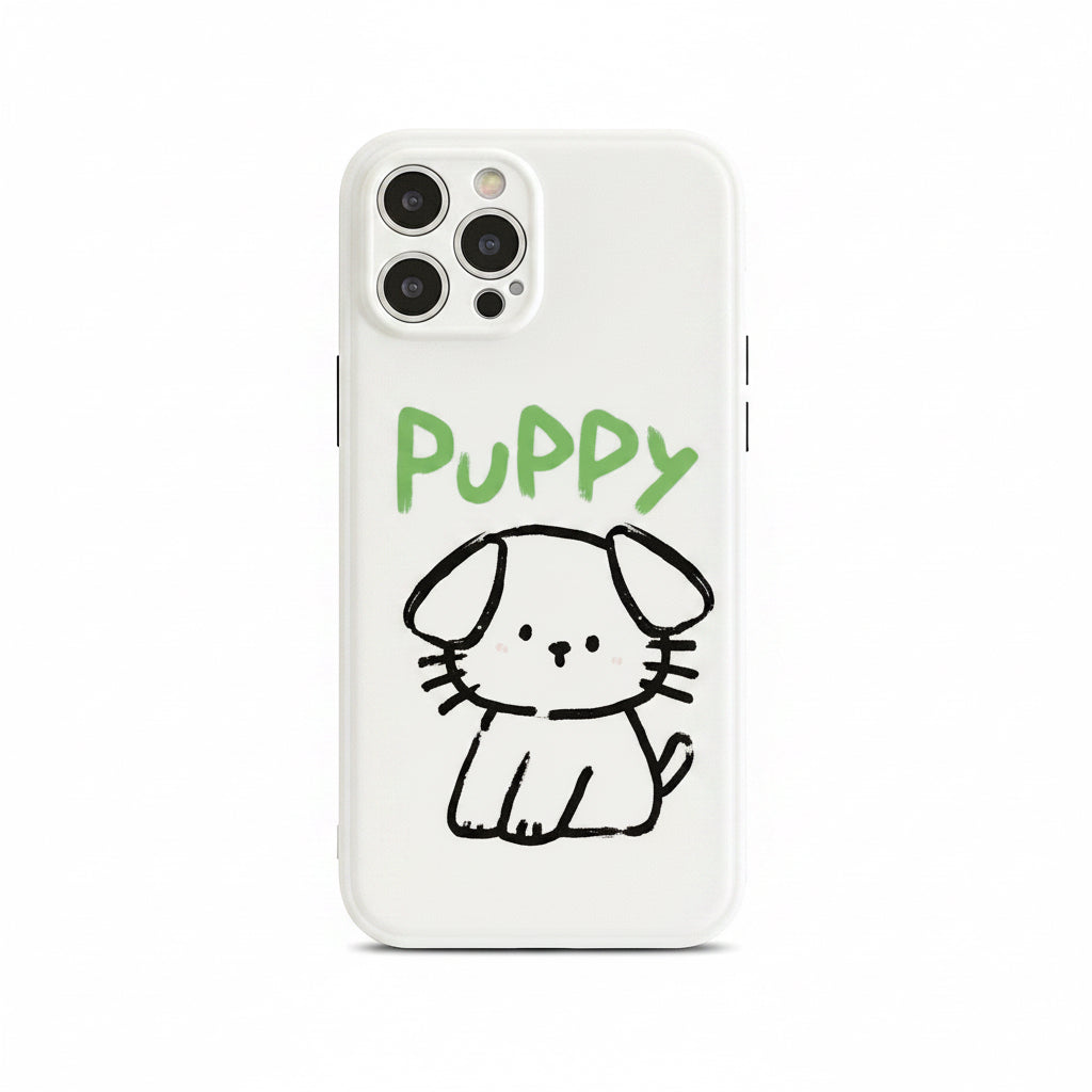Funda de teléfono de cachorro con trazos simples anticaída
