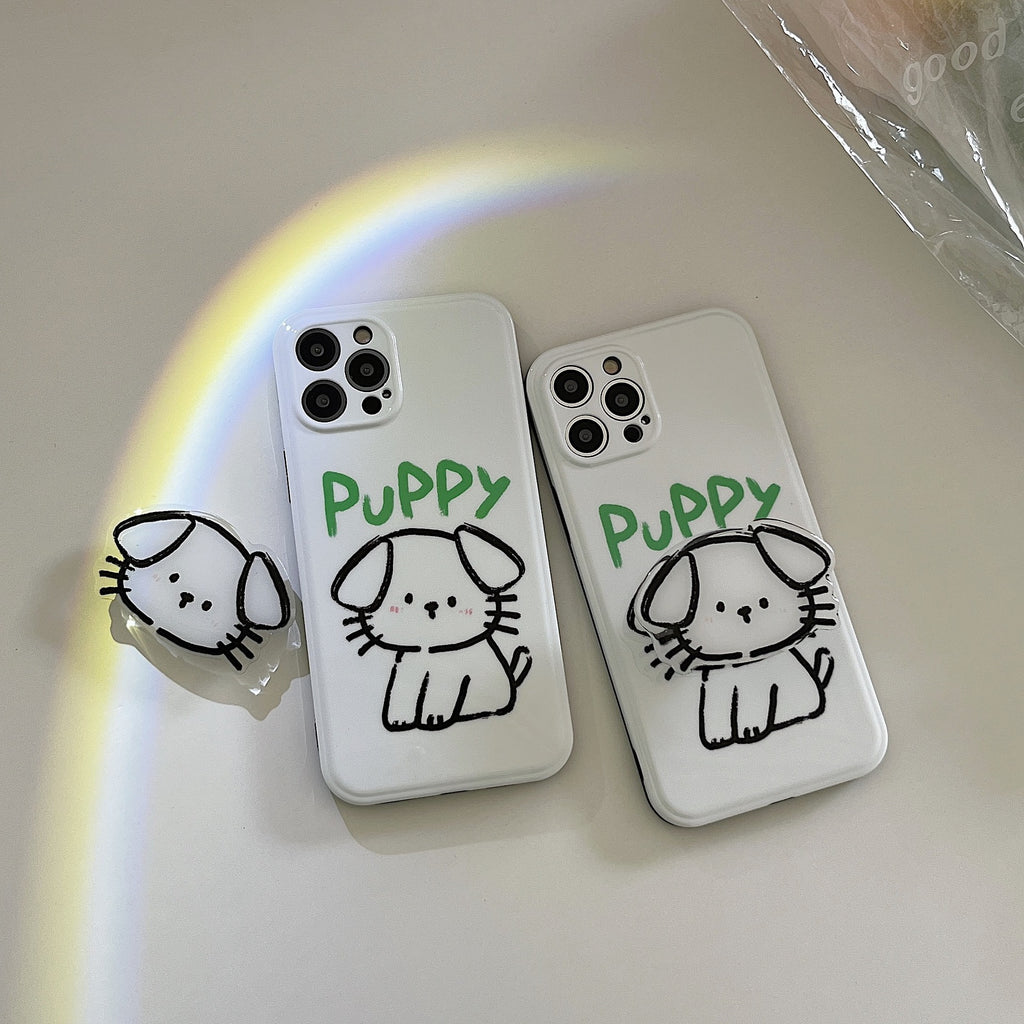 Funda de teléfono de cachorro con trazos simples anticaída