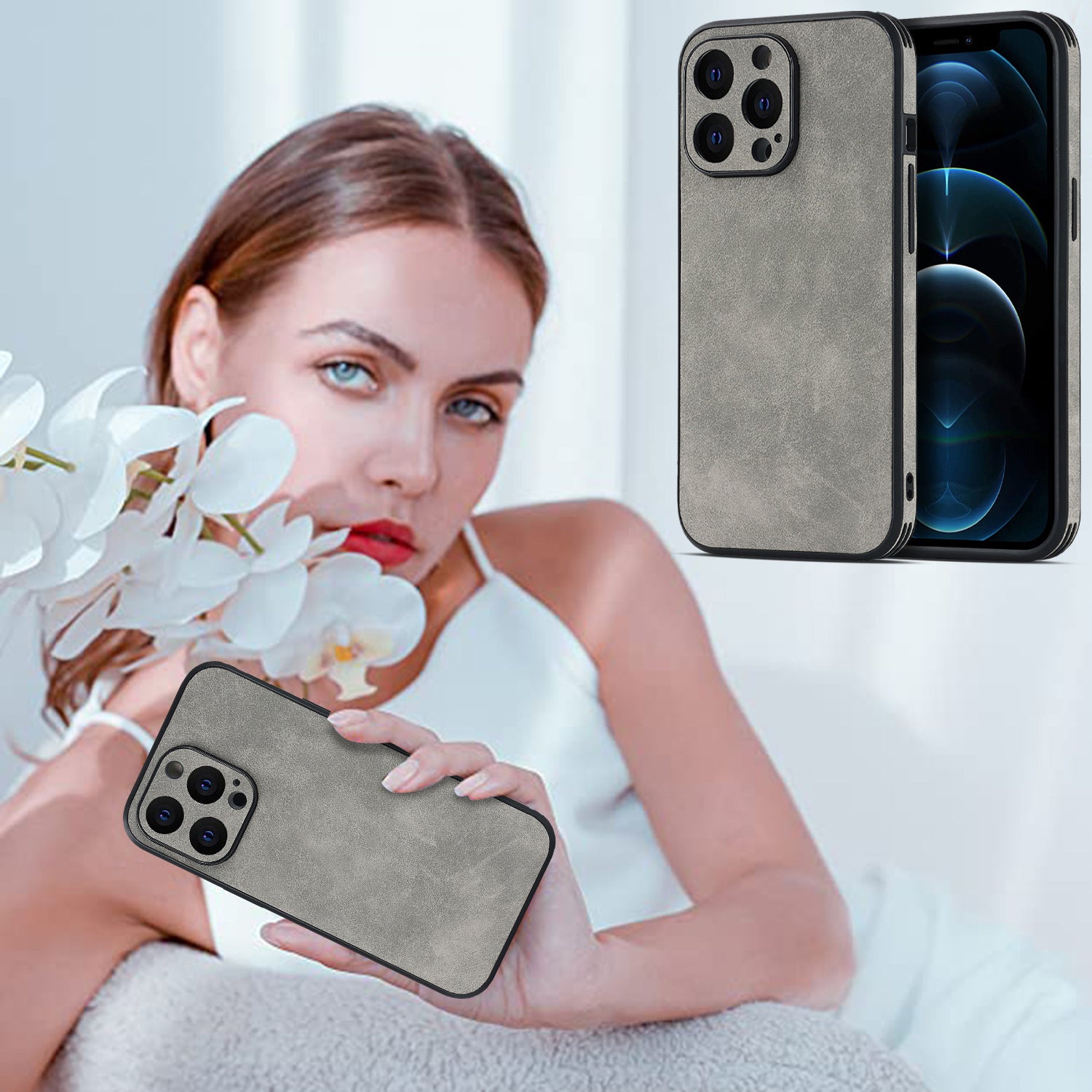 Adecuado para funda de teléfono móvil 14promax de piel de oveja de color sólido