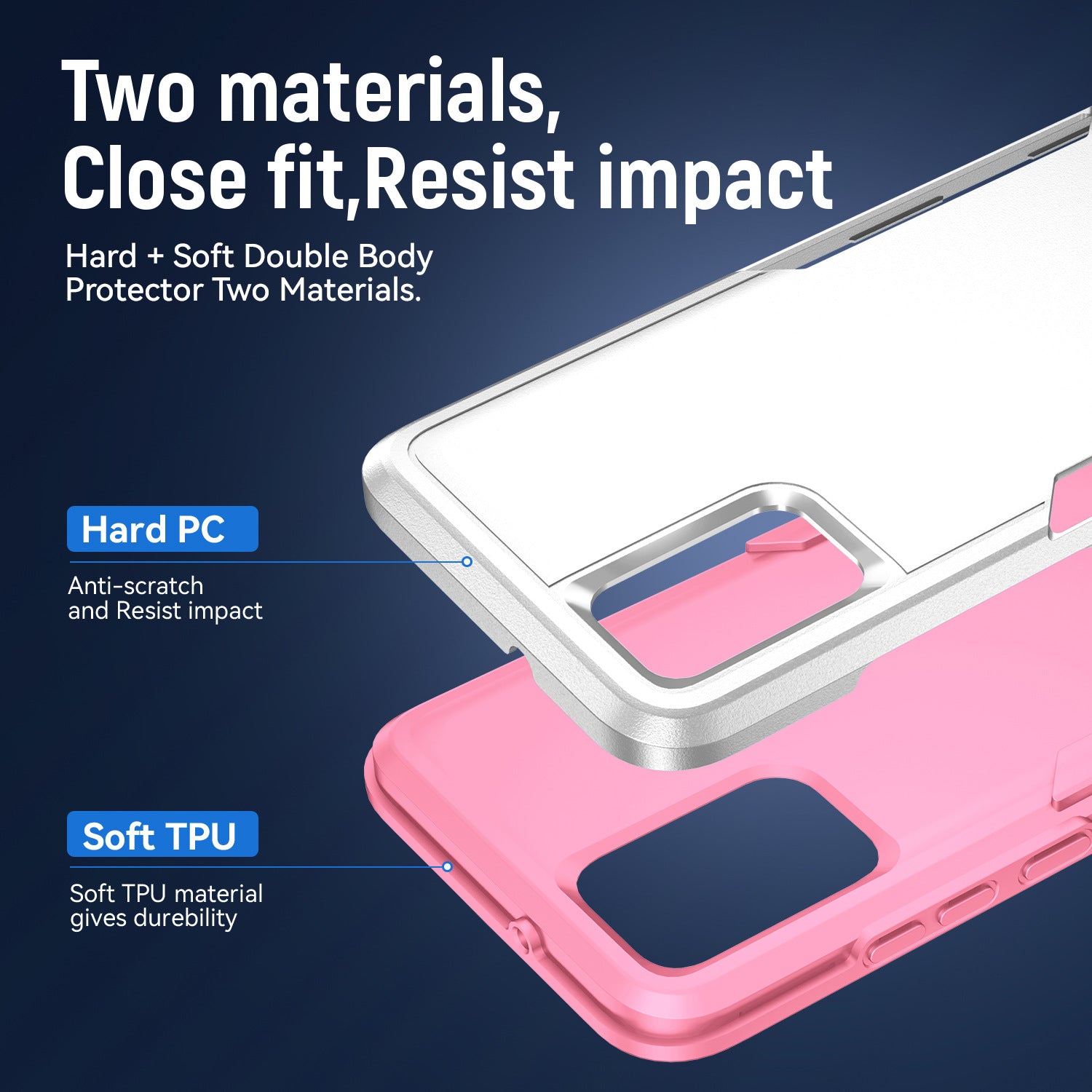 Coque de téléphone à chargement sans fil couleur unie 2 en 1 Trailblazer