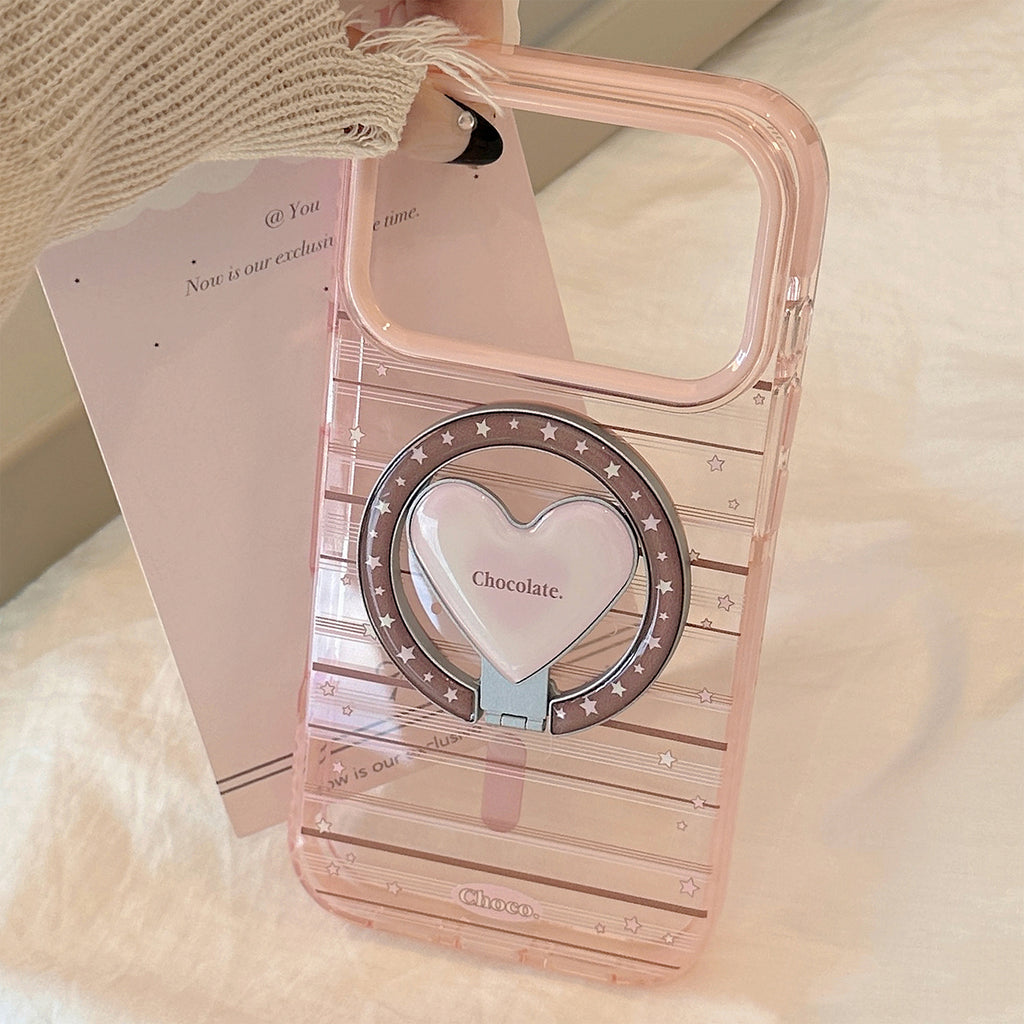 Soporte Magnético Compatible Con Fundas de Teléfono Rayadas en Rosa y Marrón